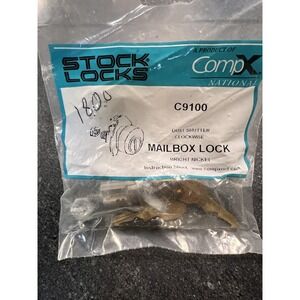 New COMPX NATIONAL C9100, USPS 1172C Mail Box Lock w/ 3 Keys Bright Nickel